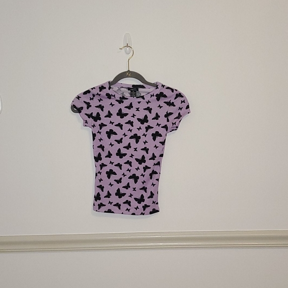 Rue21 Lavender Butterfly Ribbed Tee XS NWT - Picture 2 of 5